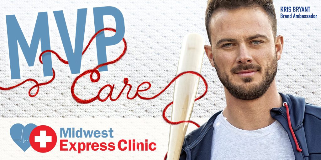 Kris Bryant as Midwest Express Clinic's brand ambassador